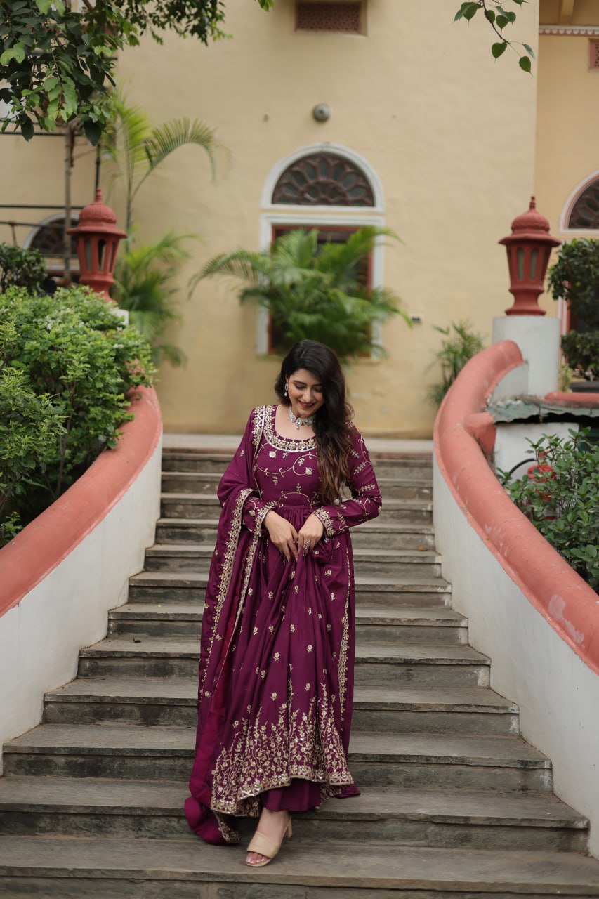 Chinon Sequins Embroidered Sharara Suit
