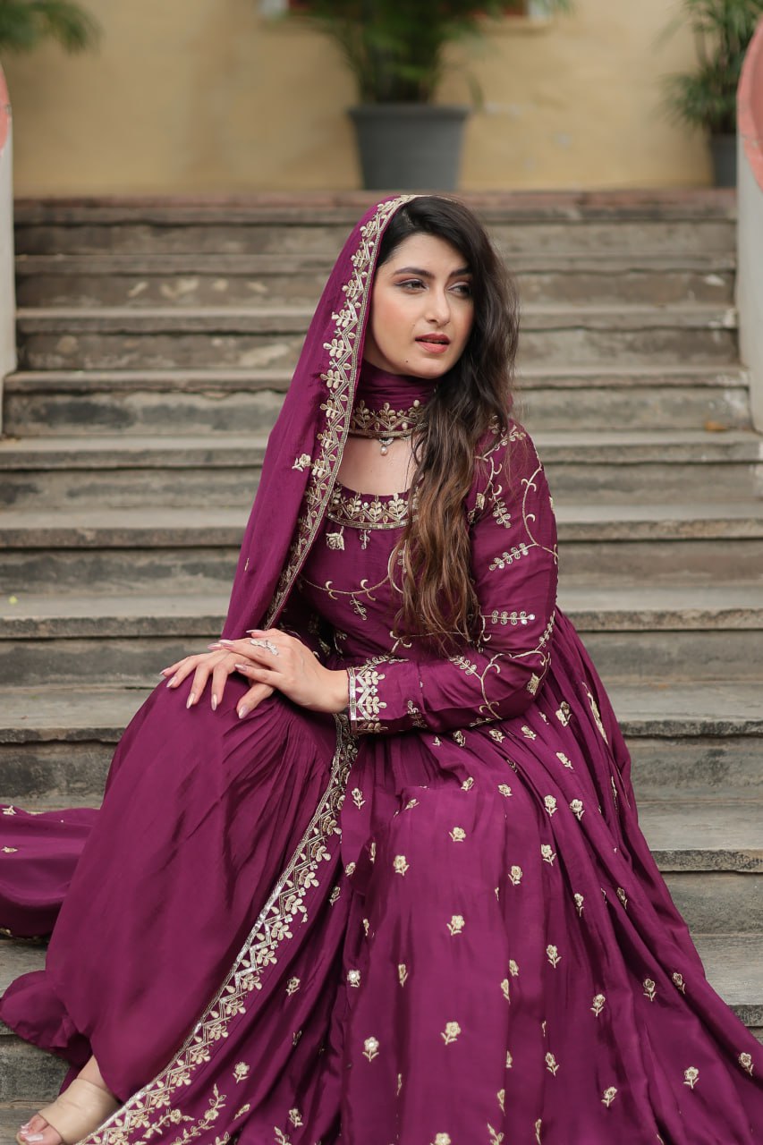 Chinon Sequins Embroidered Sharara Suit