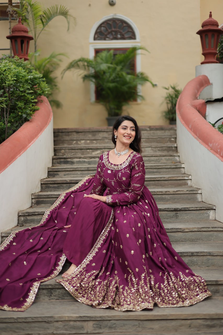 Chinon Sequins Embroidered Sharara Suit