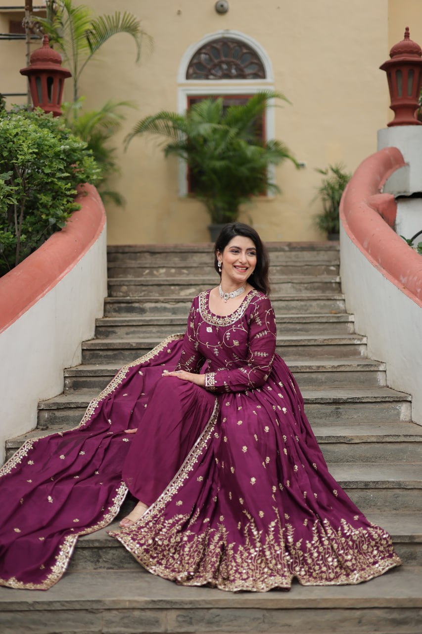 Chinon Sequins Embroidered Sharara Suit
