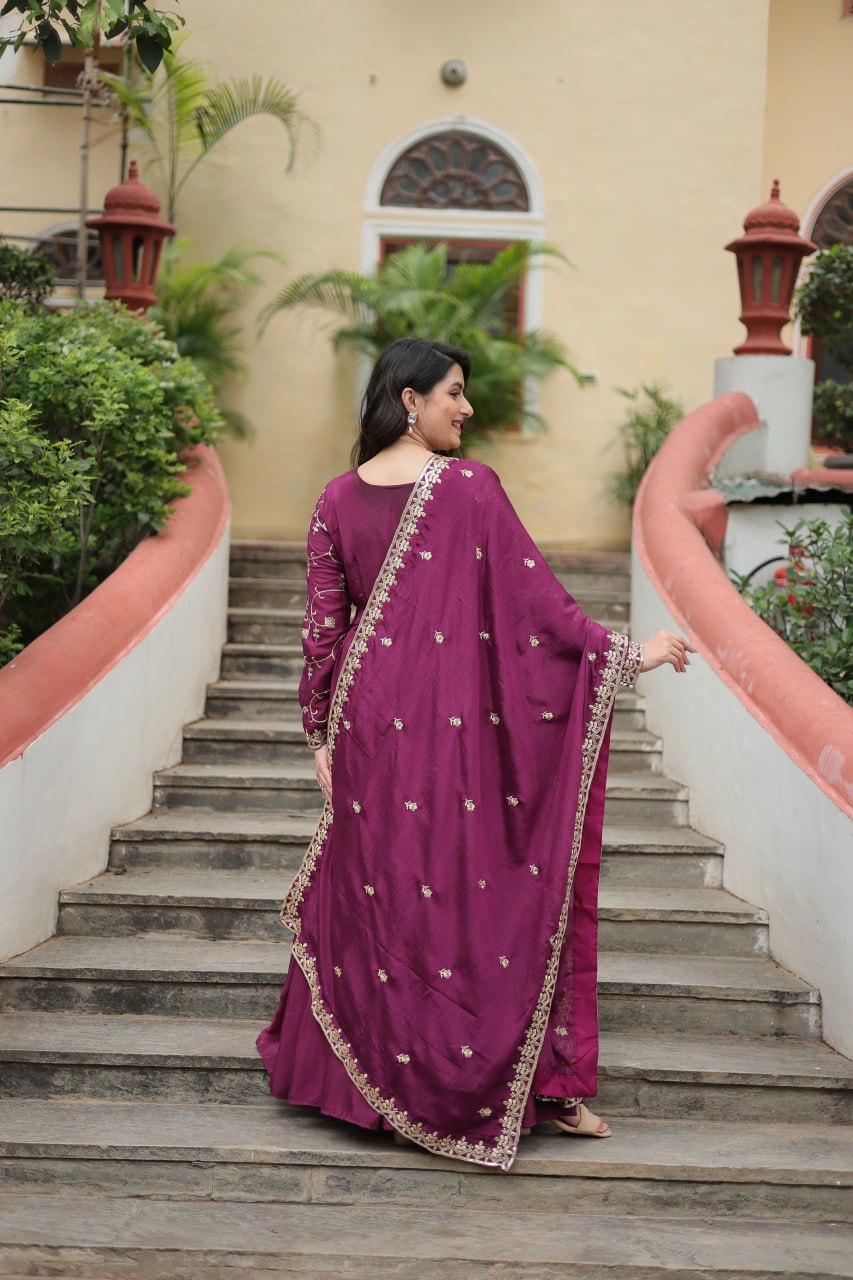 Chinon Sequins Embroidered Sharara Suit