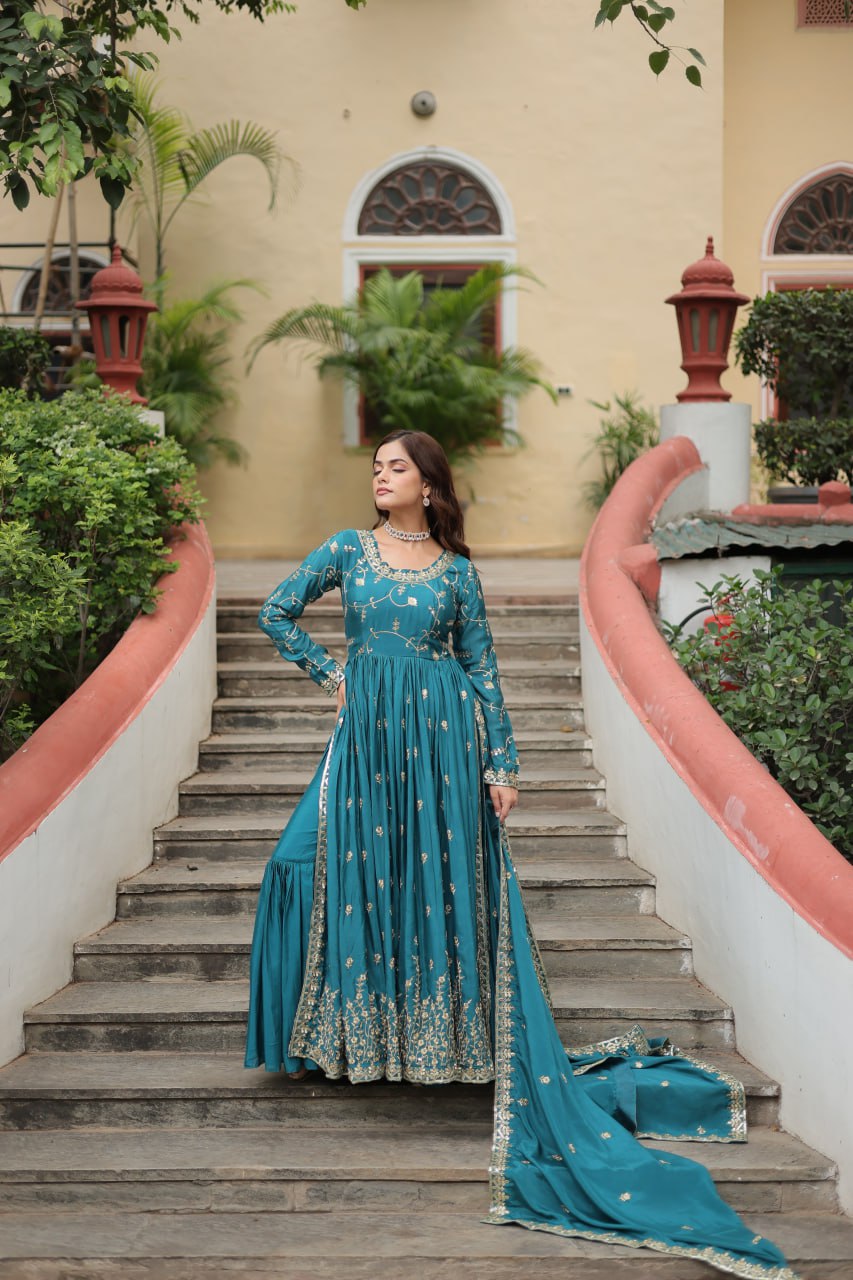 Chinon Sequins Embroidered Sharara Suit