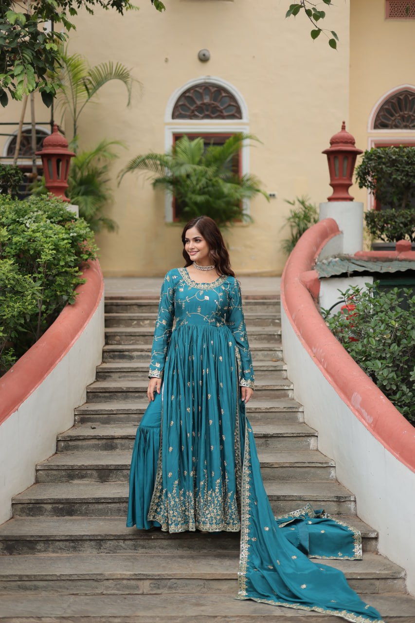 Chinon Sequins Embroidered Sharara Suit
