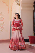 Cosmos Flower Print Lehenga Choli with Embroidered Chiffon Top