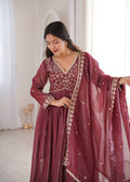 Crunchy Sequence Embroidered Gown with Pant and Dupatta