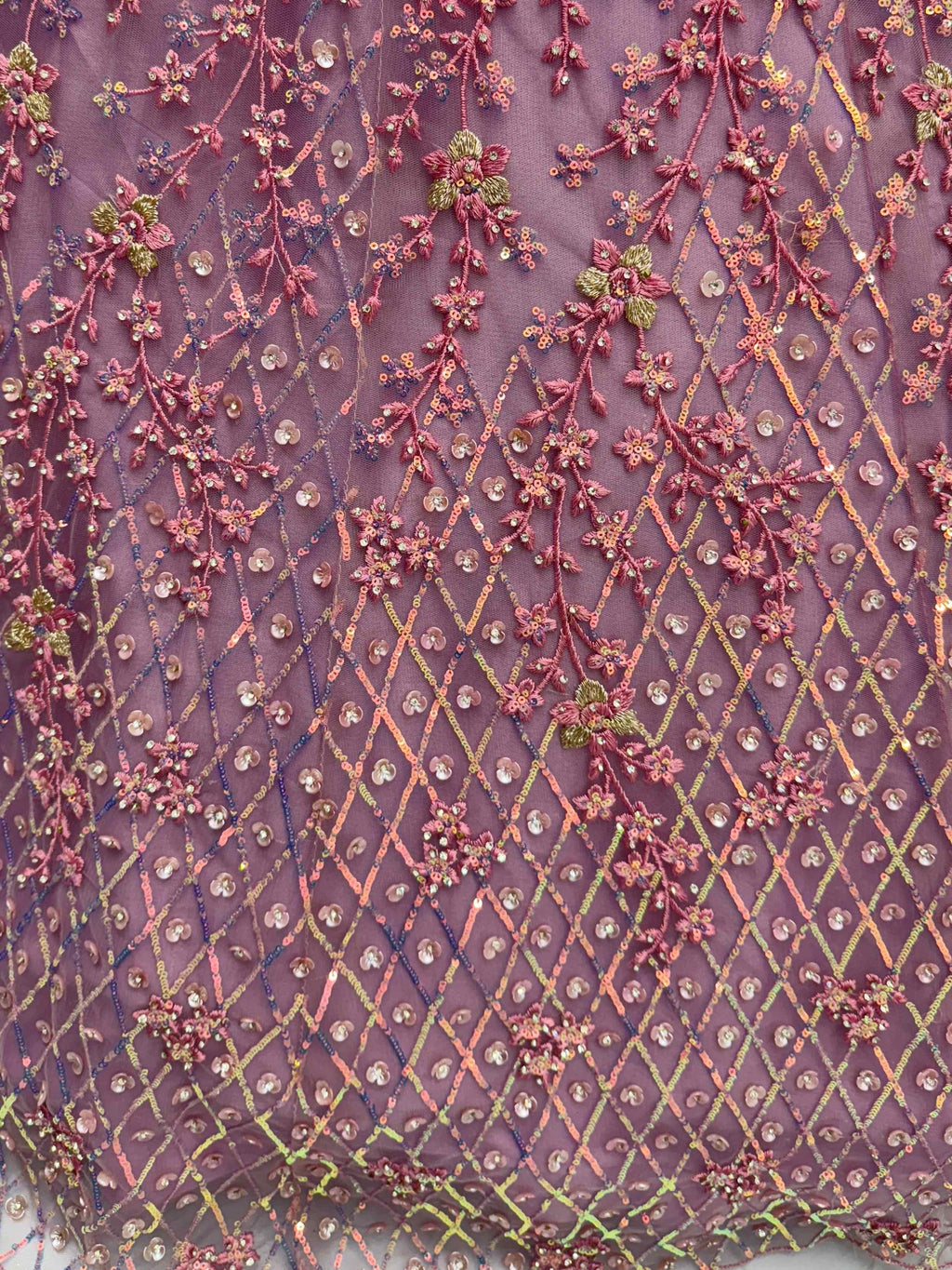 Lavender Fantastic Net Multi-Thread Work Wedding Lehenga Choli