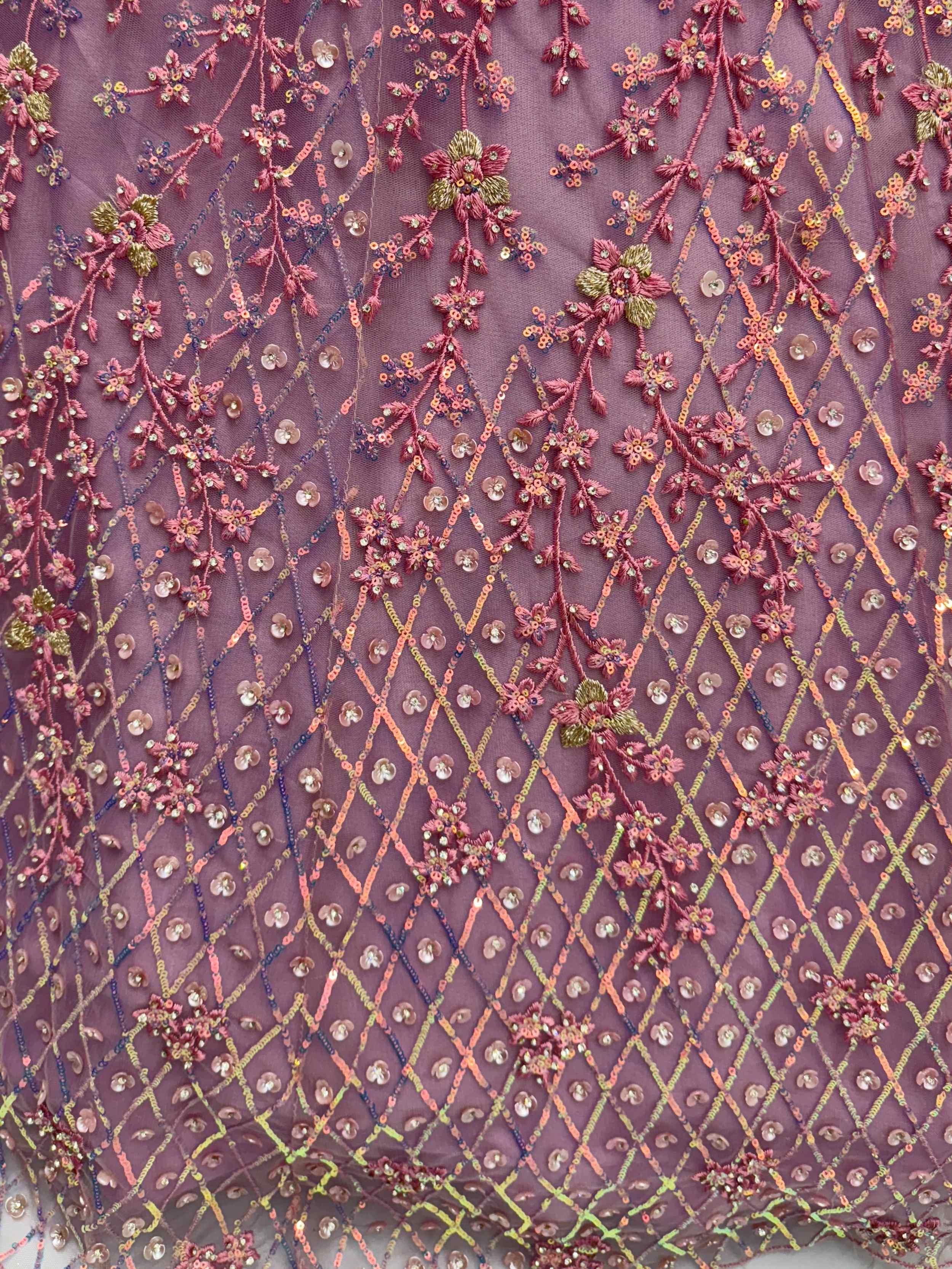 Lavender Fantastic Net Multi-Thread Work Wedding Lehenga Choli
