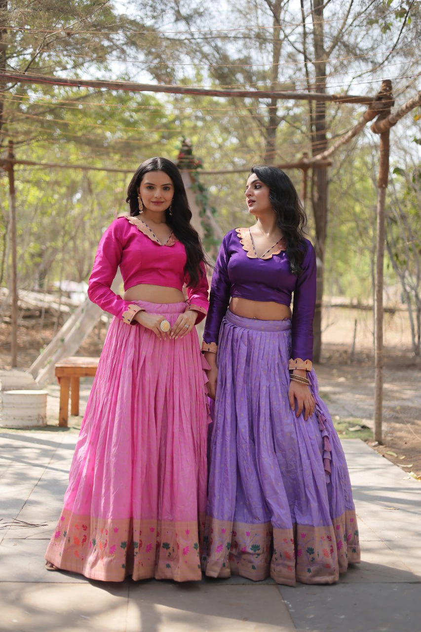 Dayble Viscose Kalamkari Jari Weaving Lehenga Choli