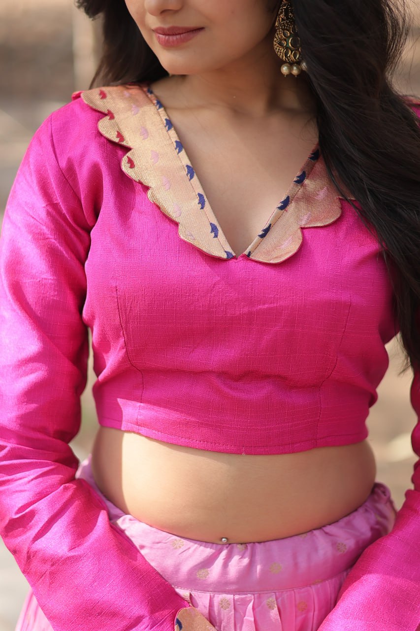 Dayble Viscose Kalamkari Jari Weaving Lehenga Choli