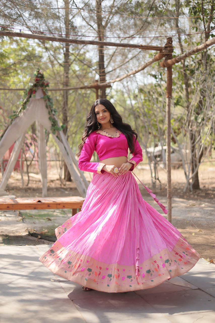 Dayble Viscose Kalamkari Jari Weaving Lehenga Choli