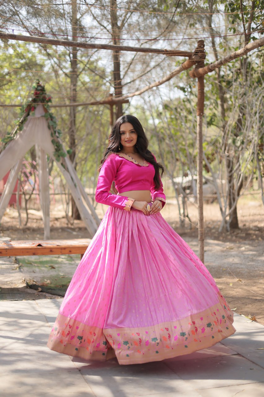 Dayble Viscose Kalamkari Jari Weaving Lehenga Choli