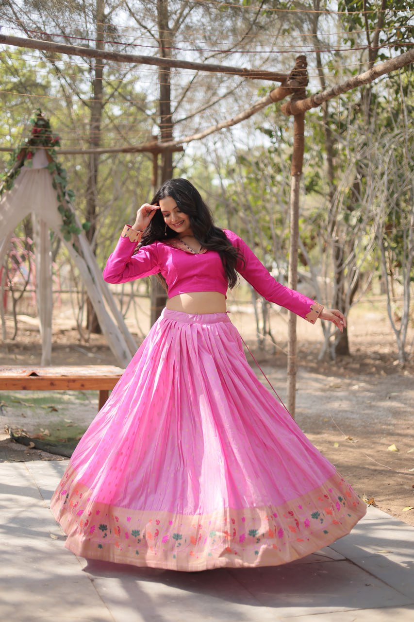 Dayble Viscose Kalamkari Jari Weaving Lehenga Choli