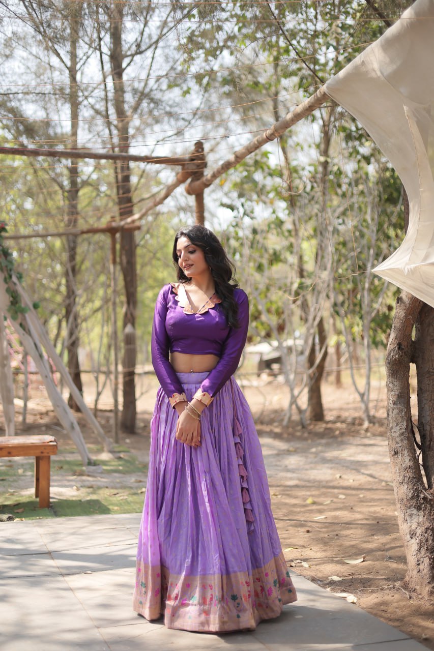 Dayble Viscose Kalamkari Jari Weaving Lehenga Choli