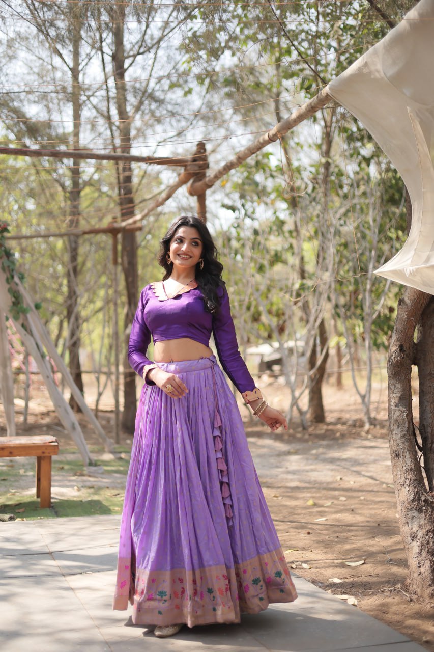 Dayble Viscose Kalamkari Jari Weaving Lehenga Choli
