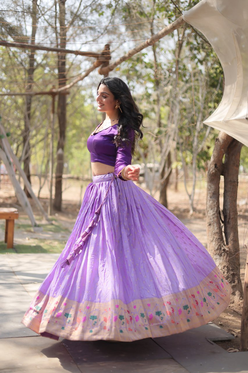 Dayble Viscose Kalamkari Jari Weaving Lehenga Choli
