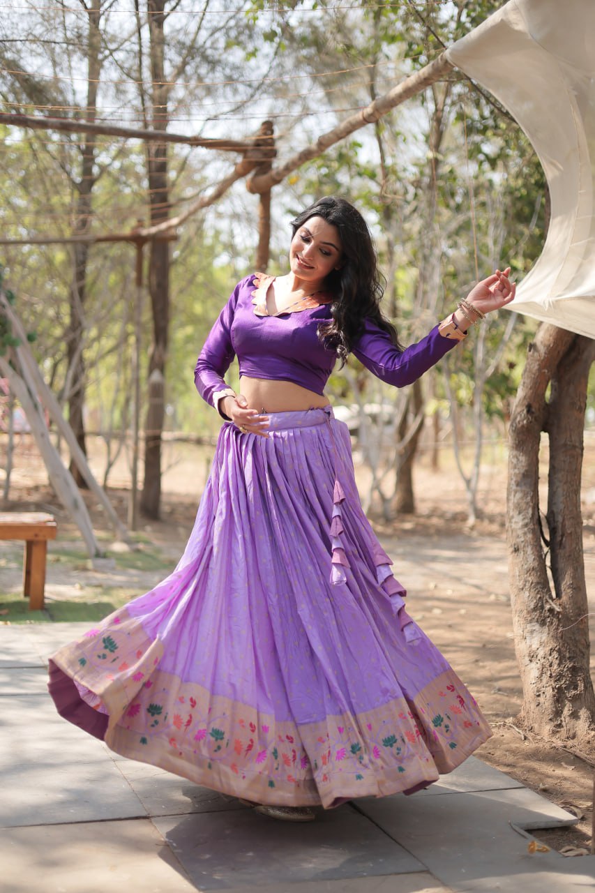 Dayble Viscose Kalamkari Jari Weaving Lehenga Choli