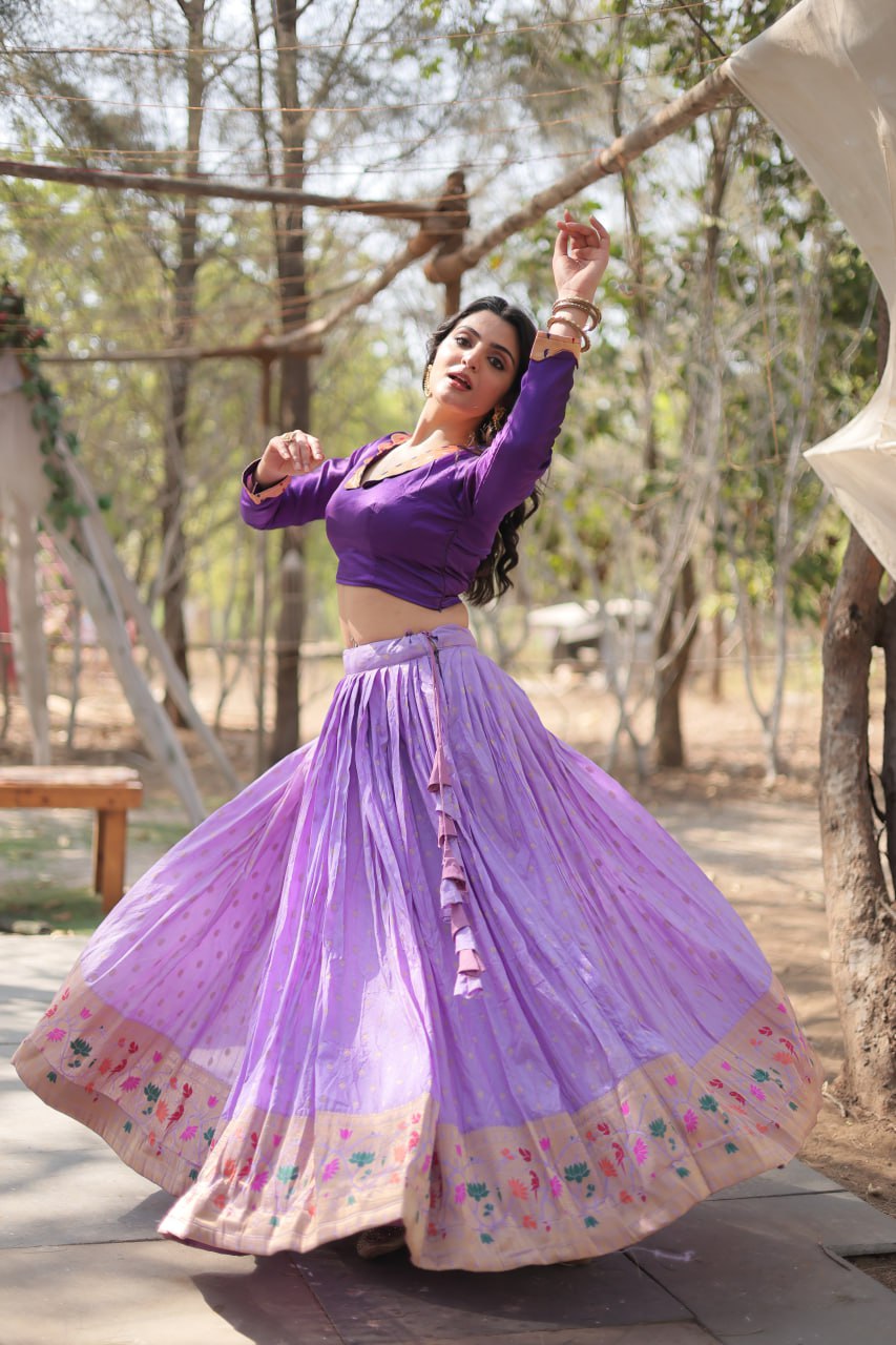 Dayble Viscose Kalamkari Jari Weaving Lehenga Choli