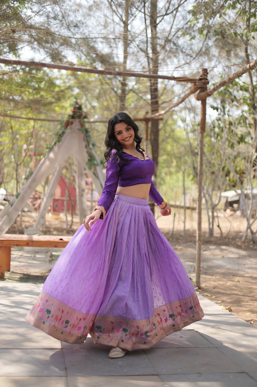 Dayble Viscose Kalamkari Jari Weaving Lehenga Choli