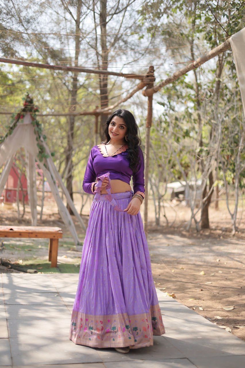 Dayble Viscose Kalamkari Jari Weaving Lehenga Choli