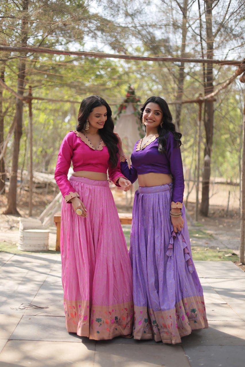 Dayble Viscose Kalamkari Jari Weaving Lehenga Choli