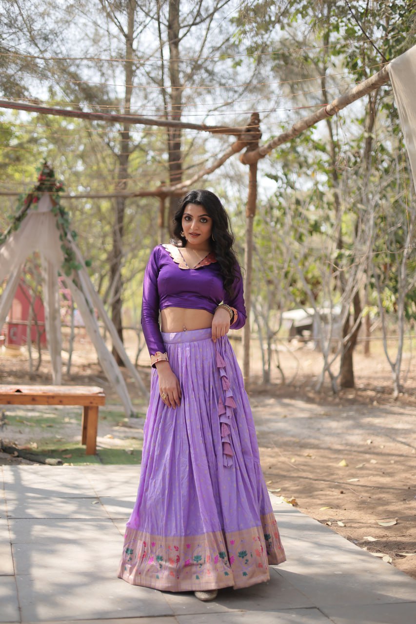 Dayble Viscose Kalamkari Jari Weaving Lehenga Choli