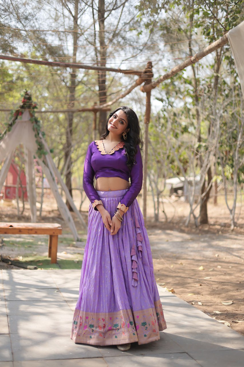 Dayble Viscose Kalamkari Jari Weaving Lehenga Choli
