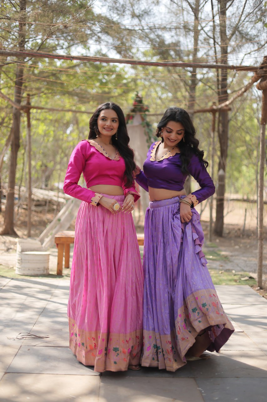Dayble Viscose Kalamkari Jari Weaving Lehenga Choli