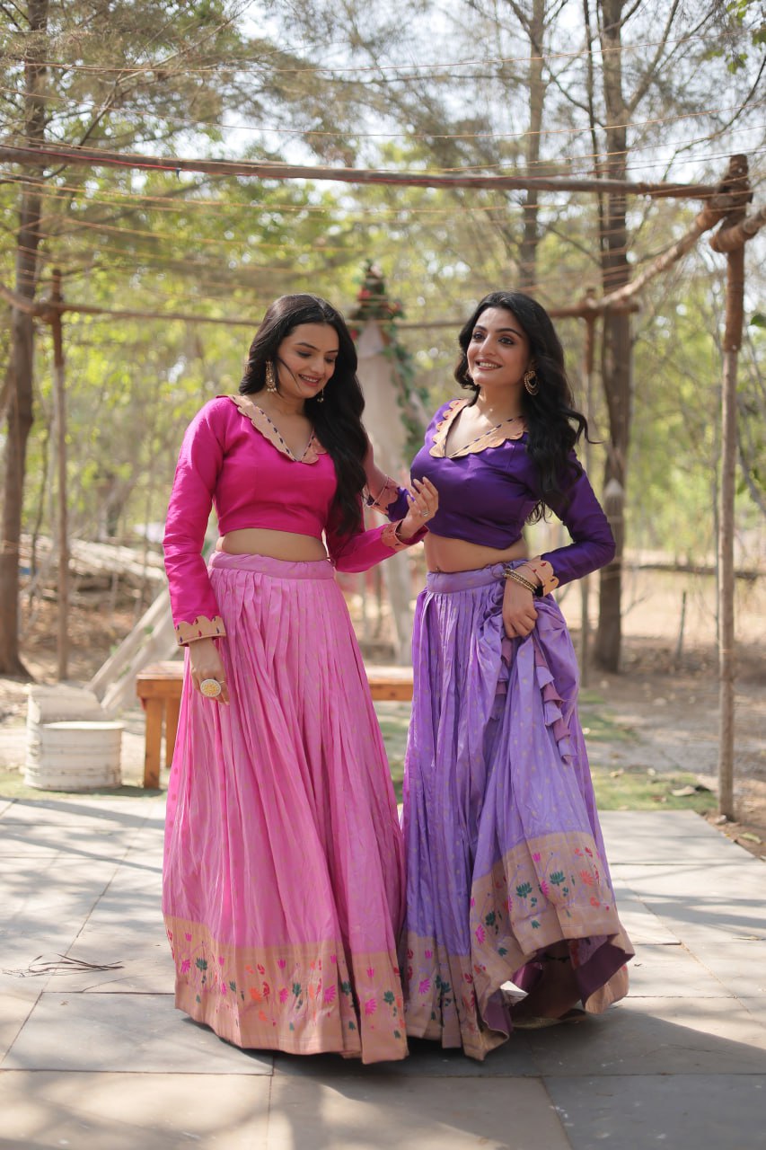 Dayble Viscose Kalamkari Jari Weaving Lehenga Choli