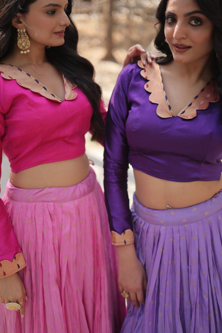 Dayble Viscose Kalamkari Jari Weaving Lehenga Choli