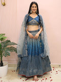 Dazzling Blue Chinon Sequins Party Wear Lehenga Choli