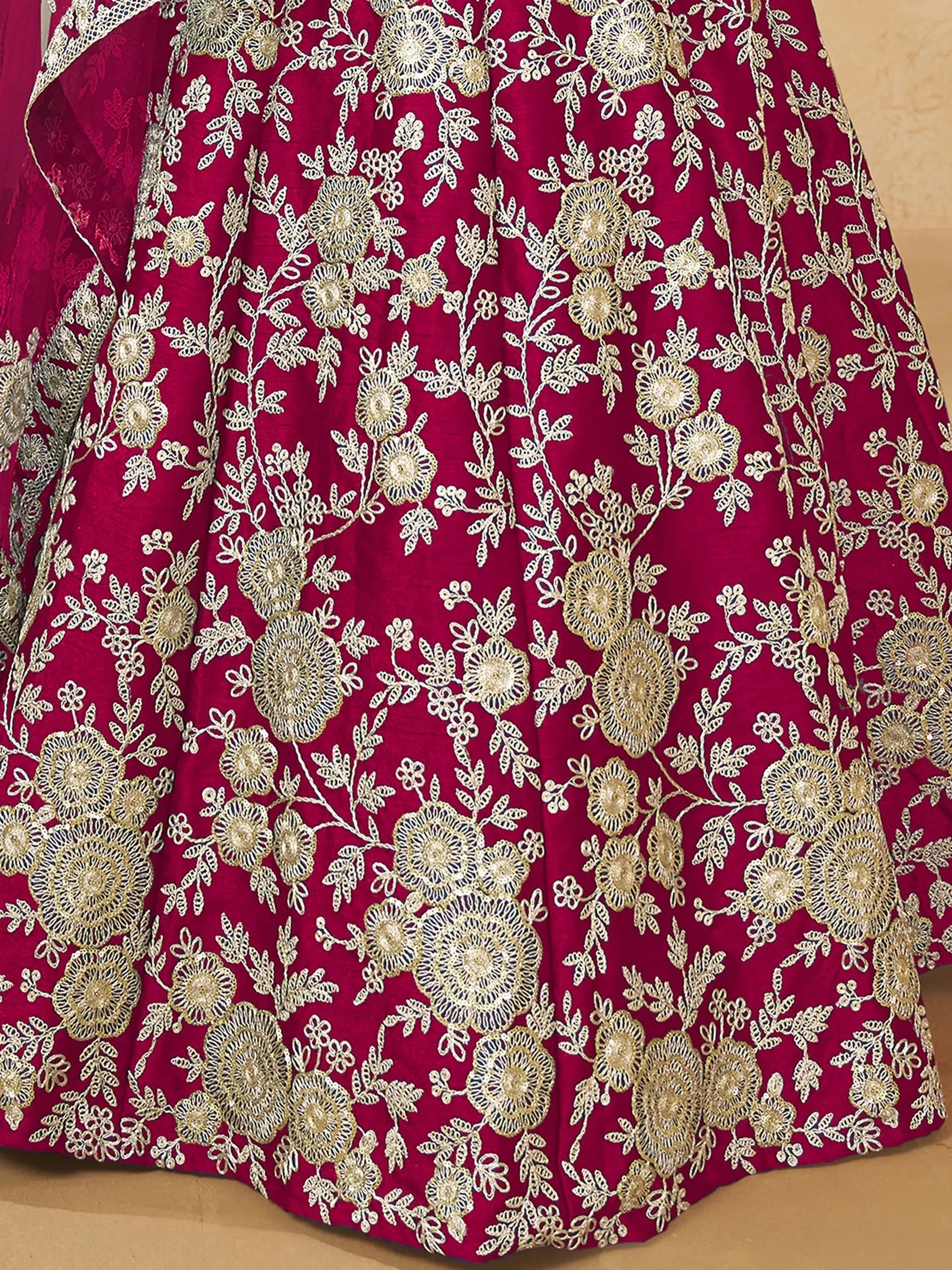 Pink Attractive Silk Embroidered Lehenga Choli With Dupatta