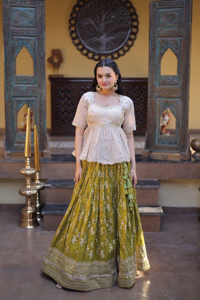 Designer Dyeable Viscose Jacquard Lehenga Choli Set