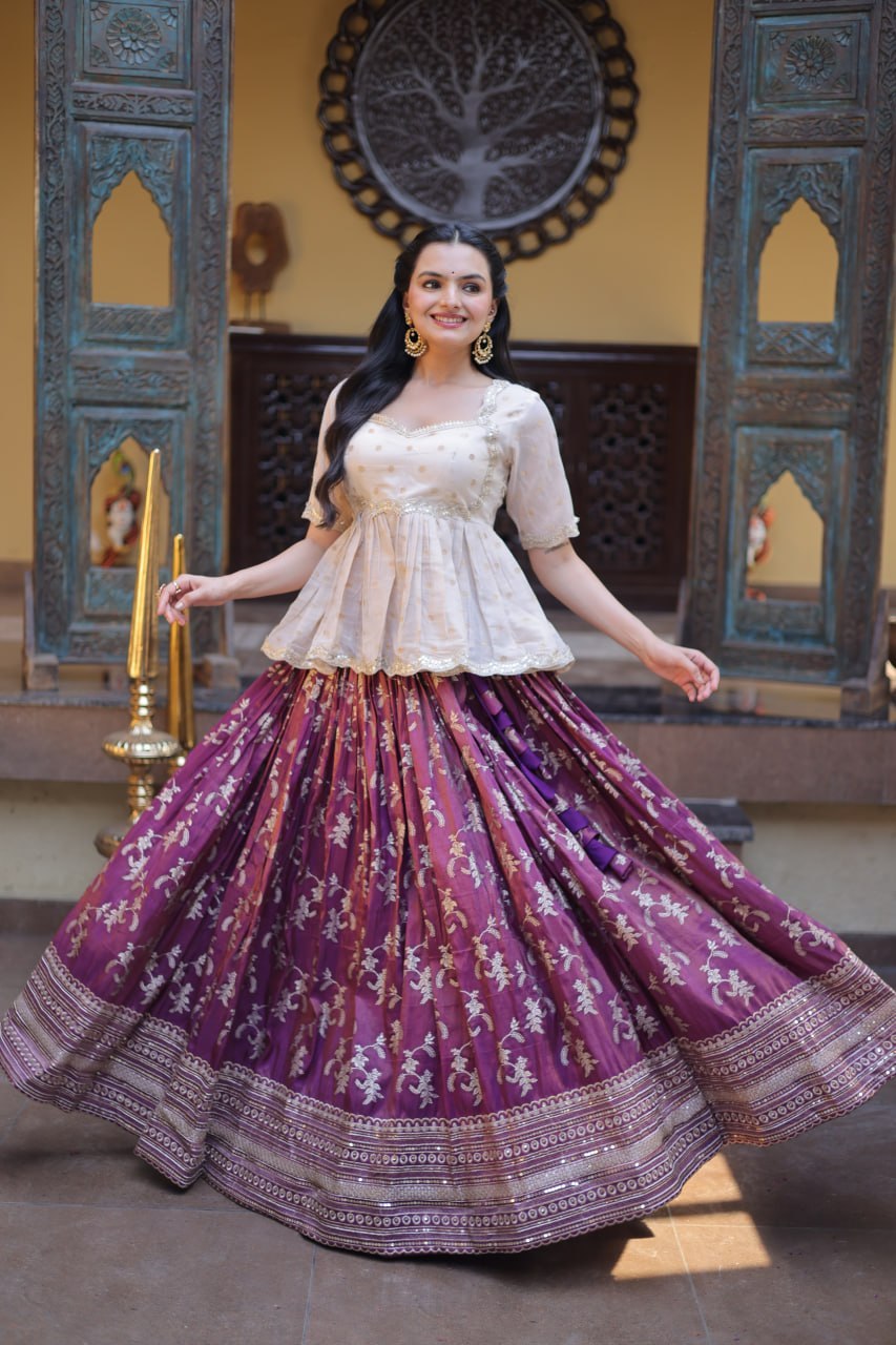 Designer Dyeable Viscose Jacquard Lehenga Choli Set