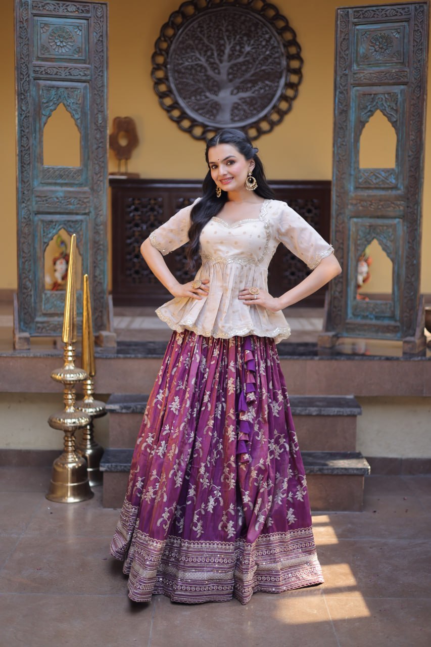 Designer Dyeable Viscose Jacquard Lehenga Choli Set