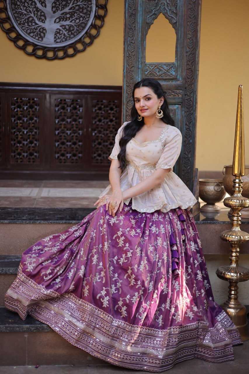 Designer Dyeable Viscose Jacquard Lehenga Choli Set