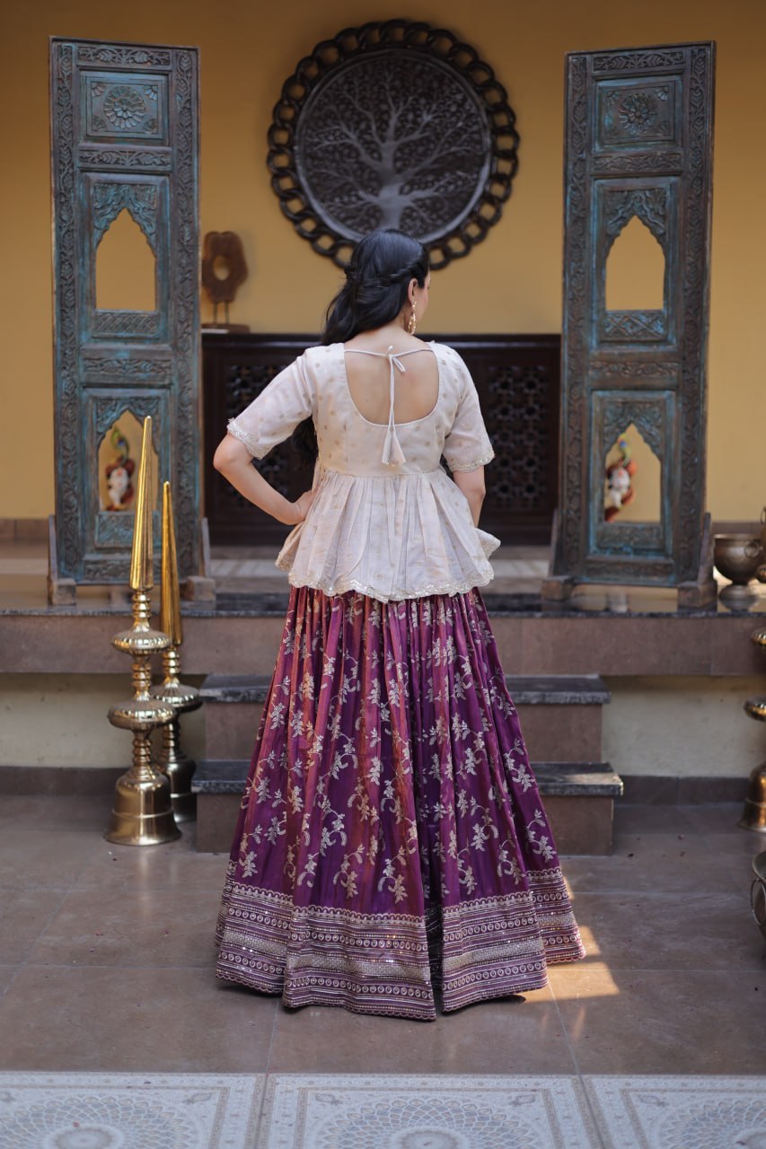 Designer Dyeable Viscose Jacquard Lehenga Choli Set