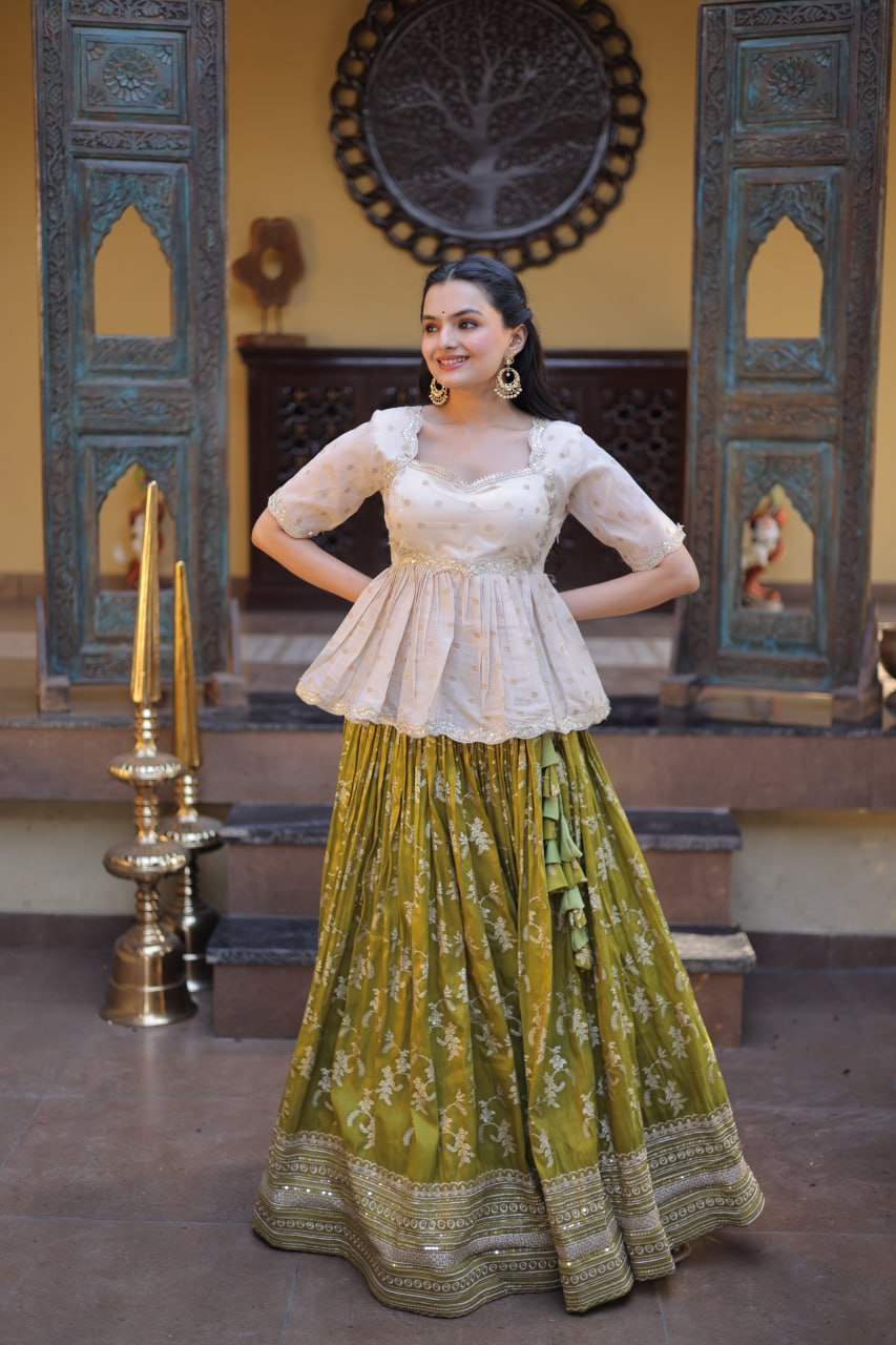 Designer Dyeable Viscose Jacquard Lehenga Choli Set