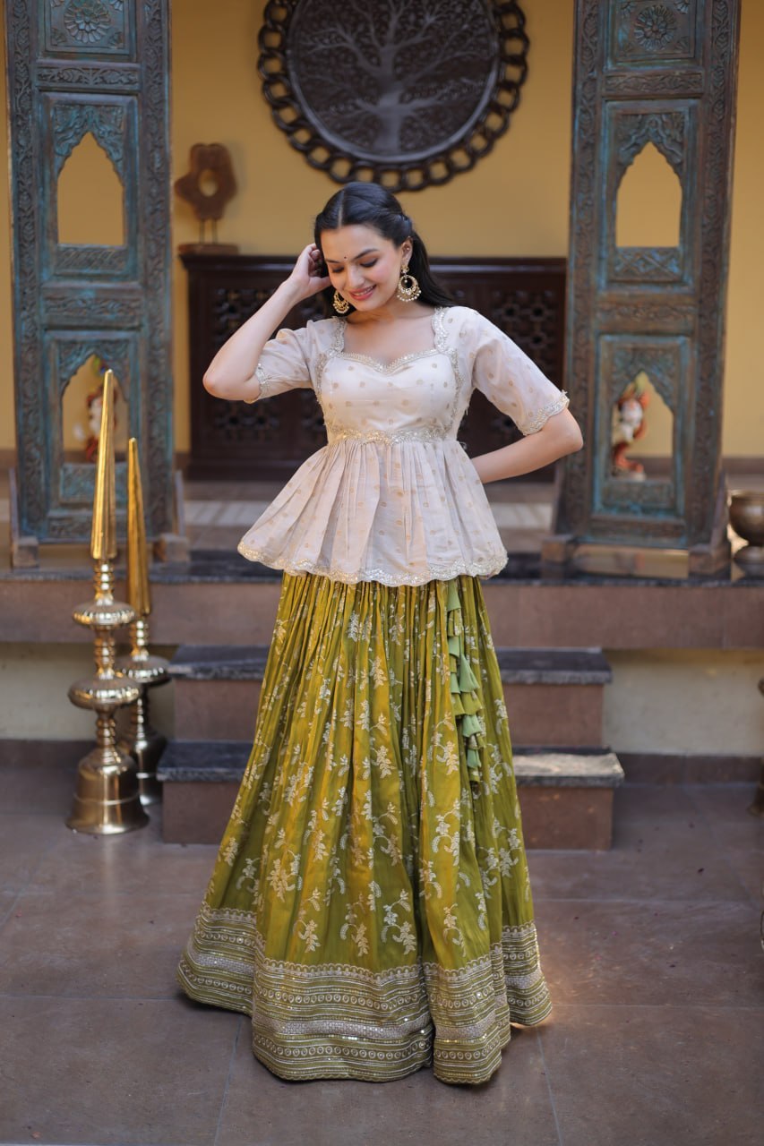Designer Dyeable Viscose Jacquard Lehenga Choli Set