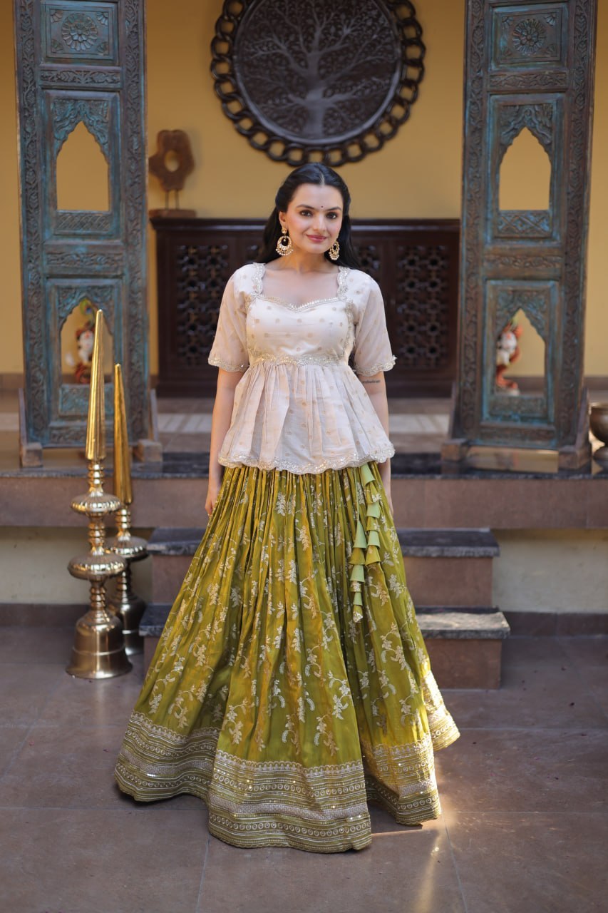 Designer Dyeable Viscose Jacquard Lehenga Choli Set