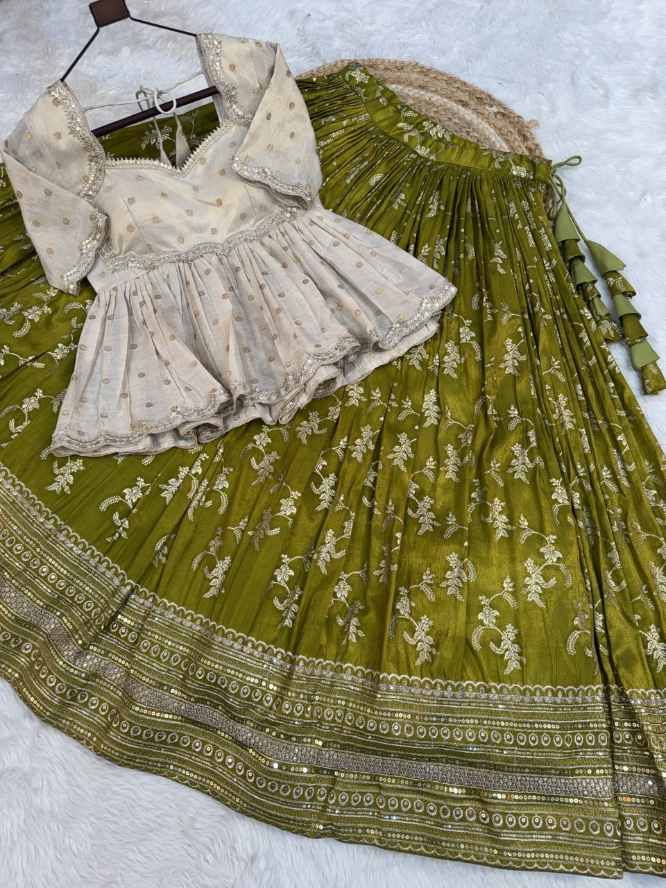 Designer Dyeable Viscose Jacquard Lehenga Choli Set