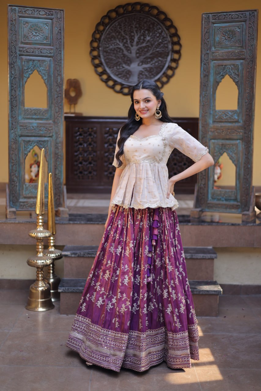 Designer Dyeable Viscose Jacquard Lehenga Choli Set