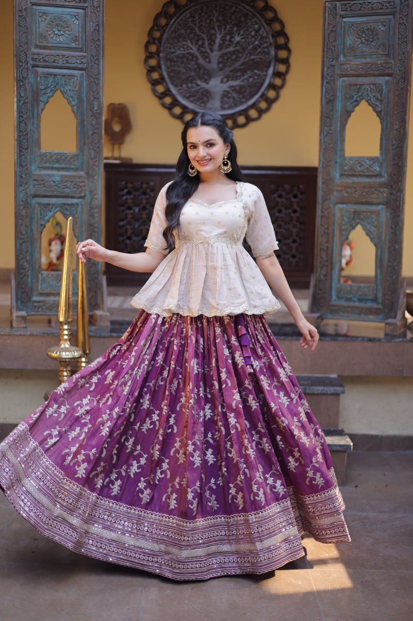 Designer Dyeable Viscose Jacquard Lehenga Choli Set