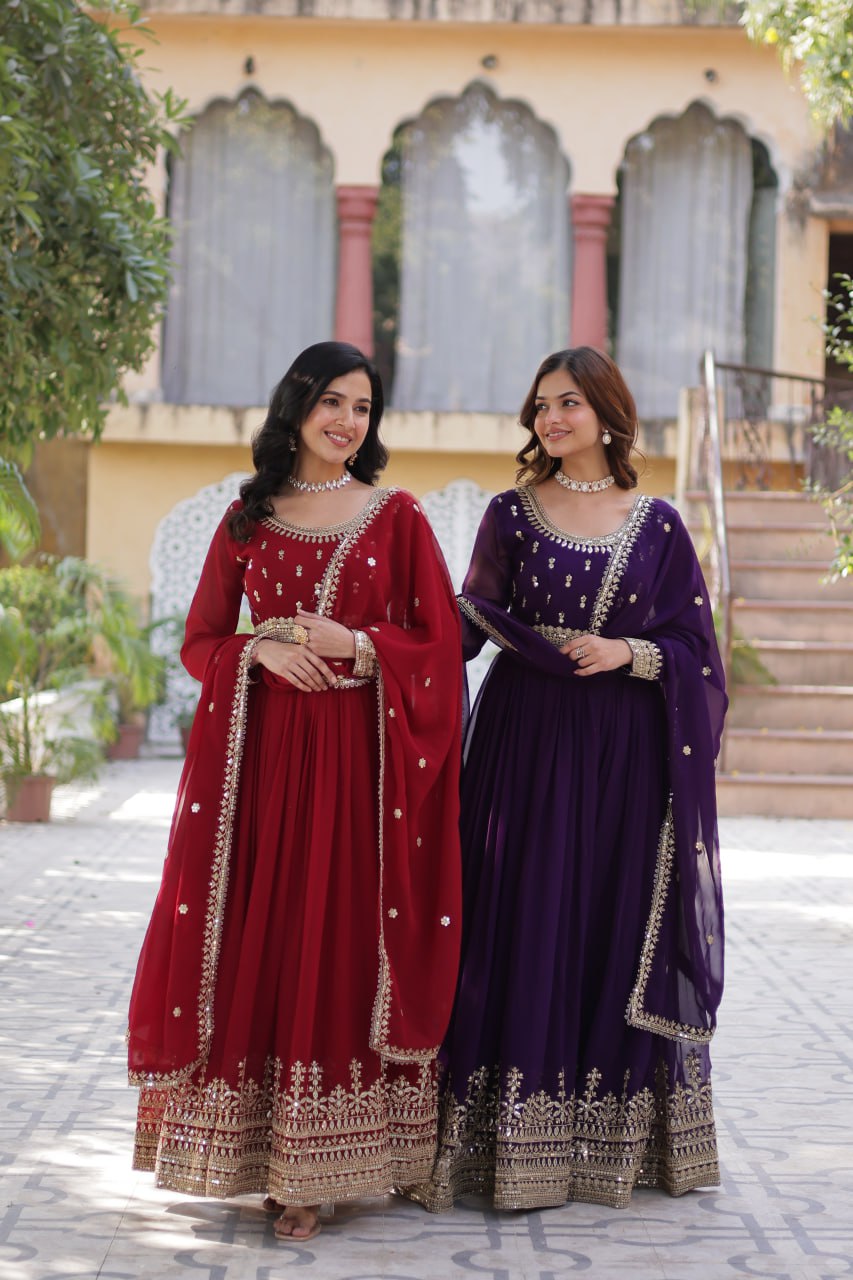 Designer Embroidered Gown with Dupatta