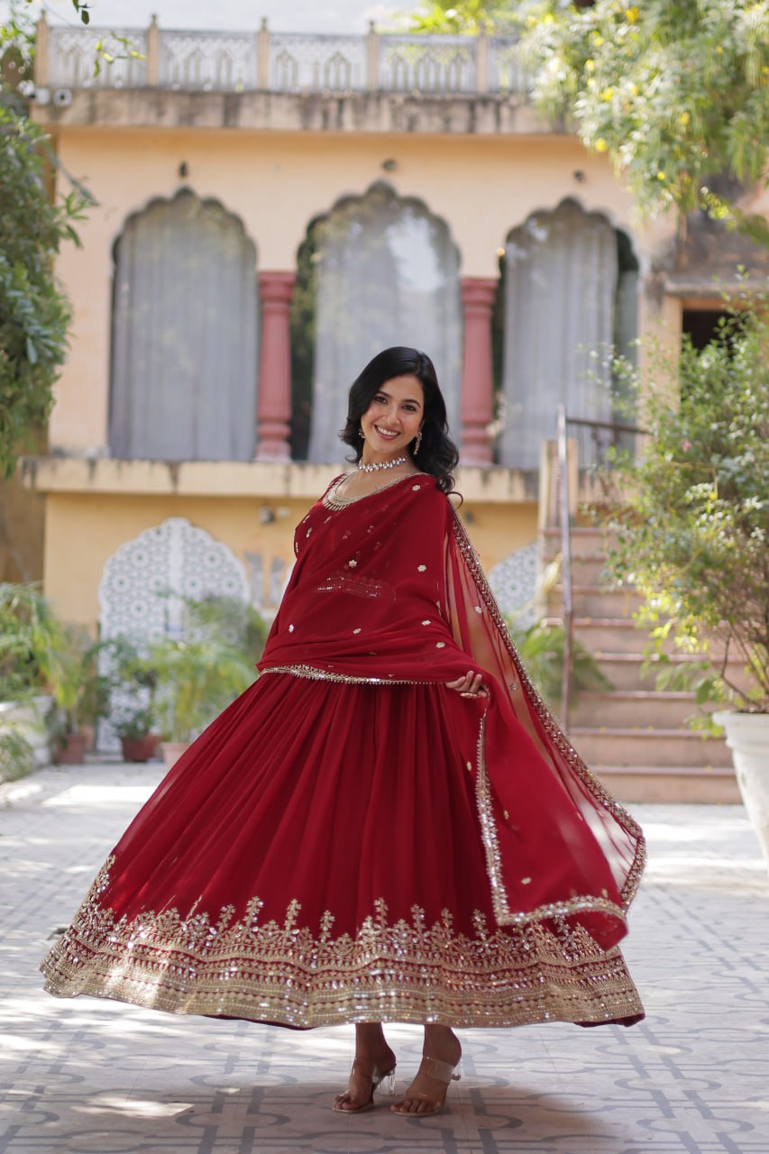 Designer Embroidered Gown with Dupatta