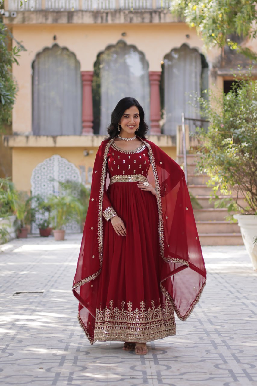 Designer Embroidered Gown with Dupatta