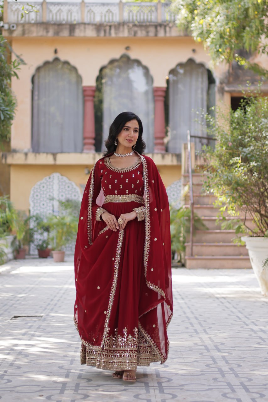 Designer Embroidered Gown with Dupatta