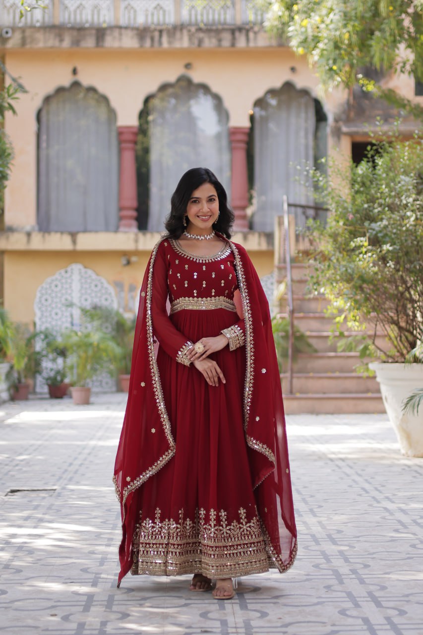 Designer Embroidered Gown with Dupatta