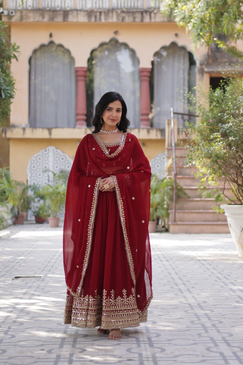 Designer Embroidered Gown with Dupatta