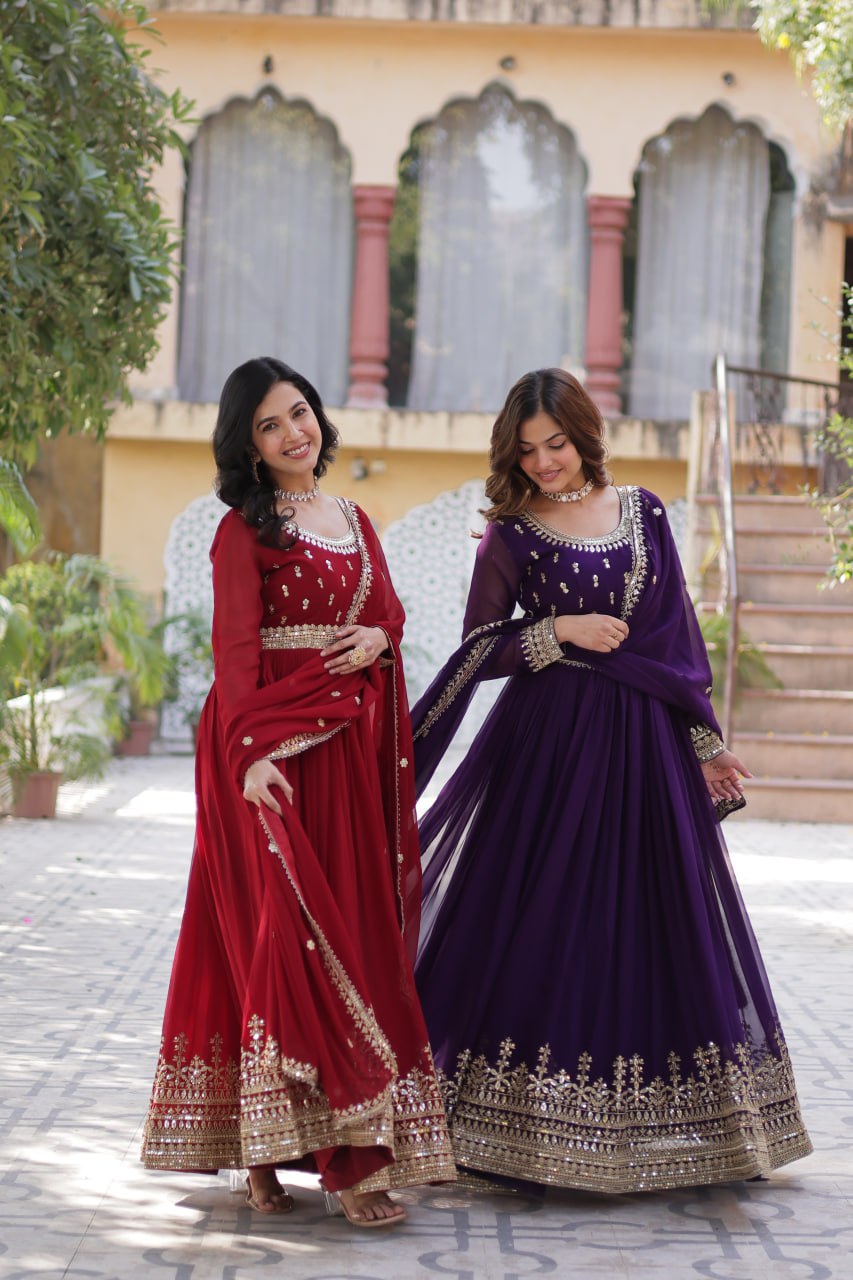 Designer Embroidered Gown with Dupatta