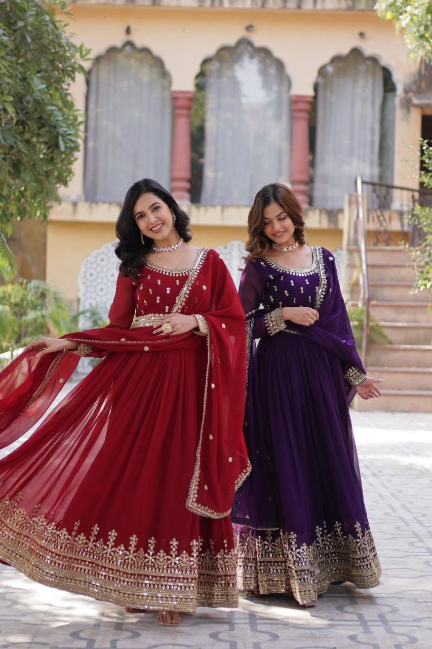 Designer Embroidered Gown with Dupatta